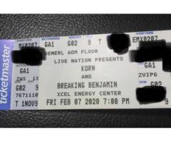 Korn Tickets-2nd row General Admission!!! For tomorrow Friday Feb 7, 7pm