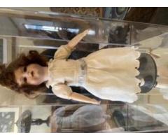 Collectable German Doll with stand and case